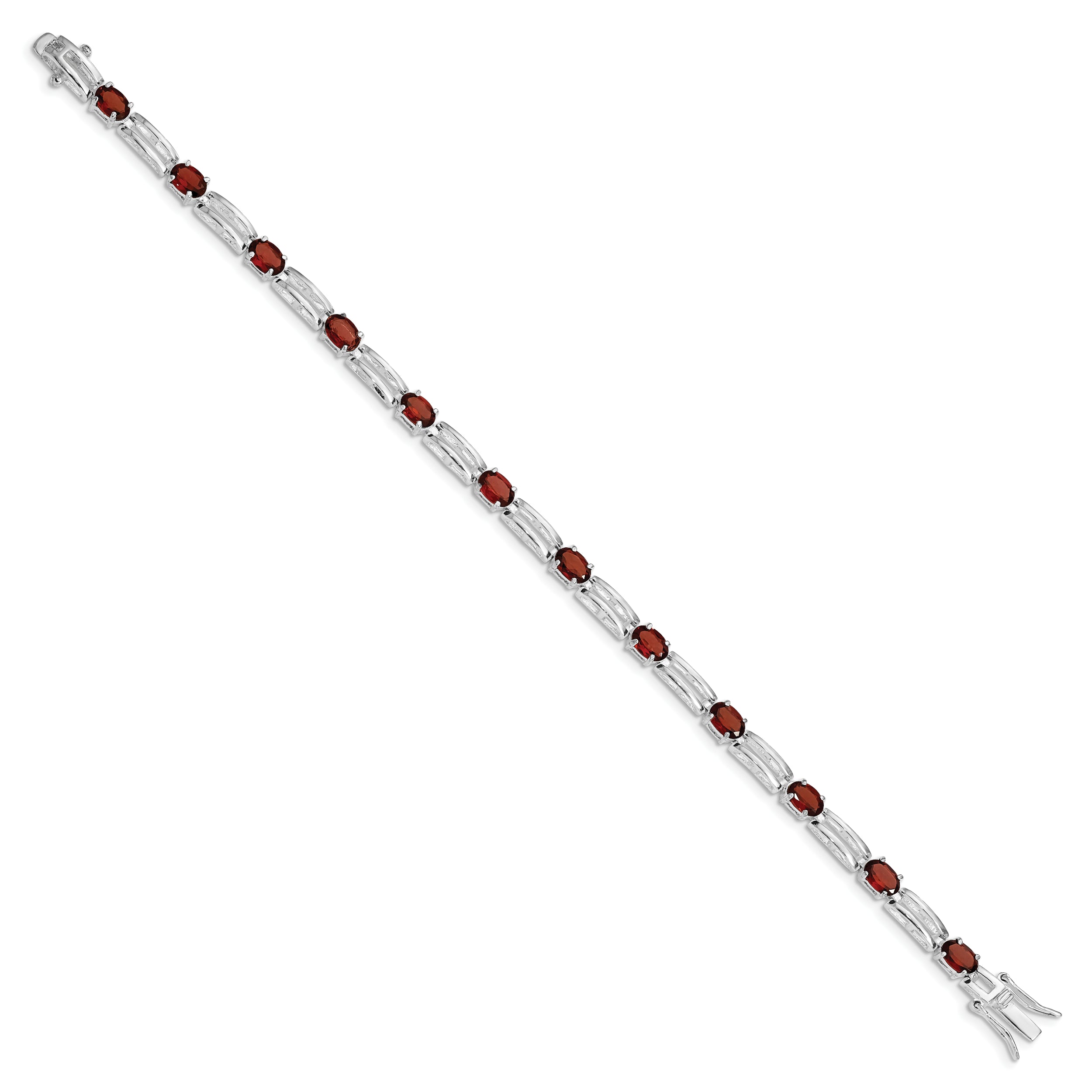 Sterling Silver Rhodium-plated Garnet Bracelet