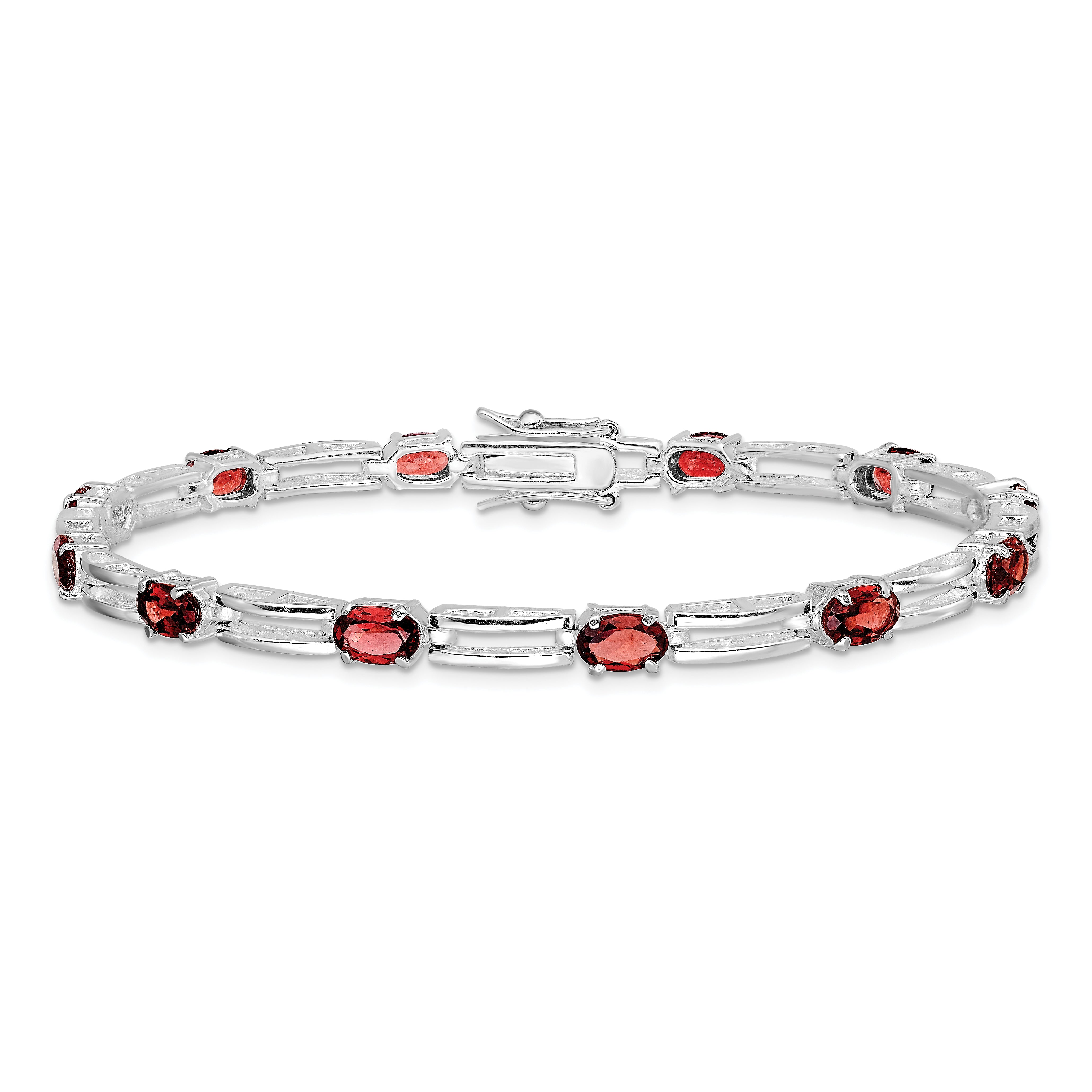 Sterling Silver Rhodium-plated Garnet Bracelet