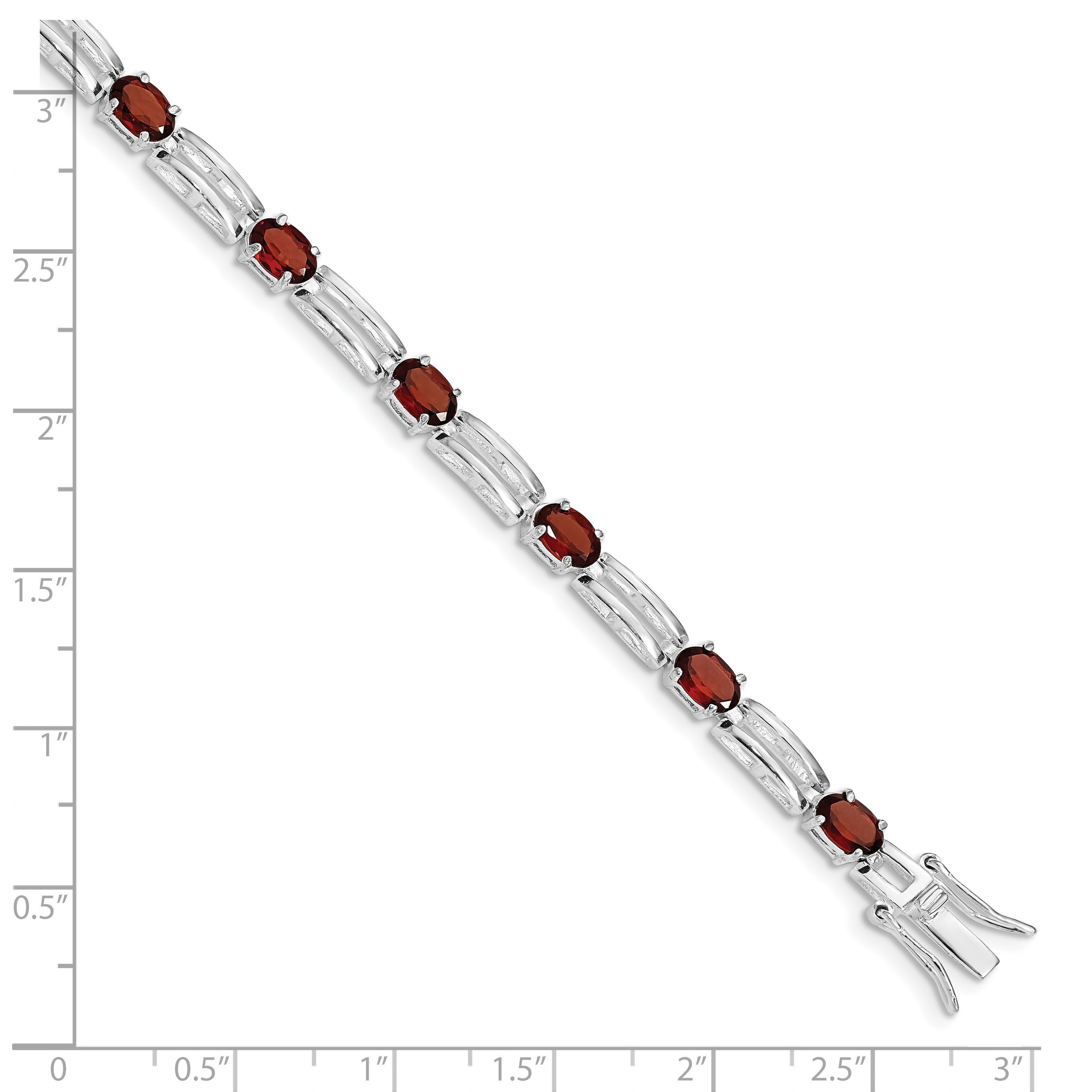 Sterling Silver Rhodium-plated Garnet Bracelet