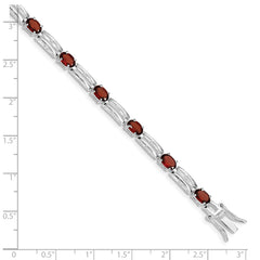 Sterling Silver Rhodium-plated Garnet Bracelet