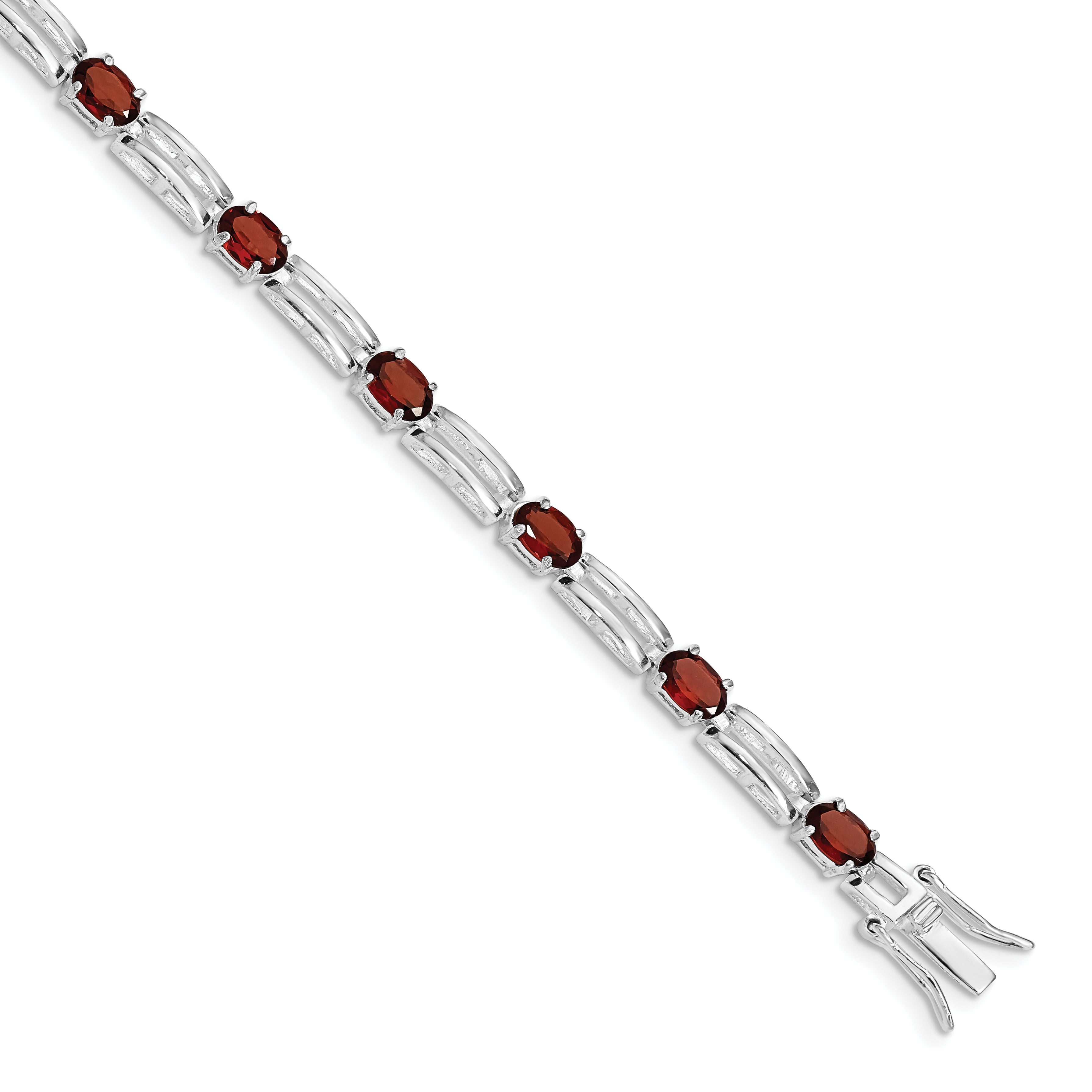 Sterling Silver Rhodium-plated Garnet Bracelet