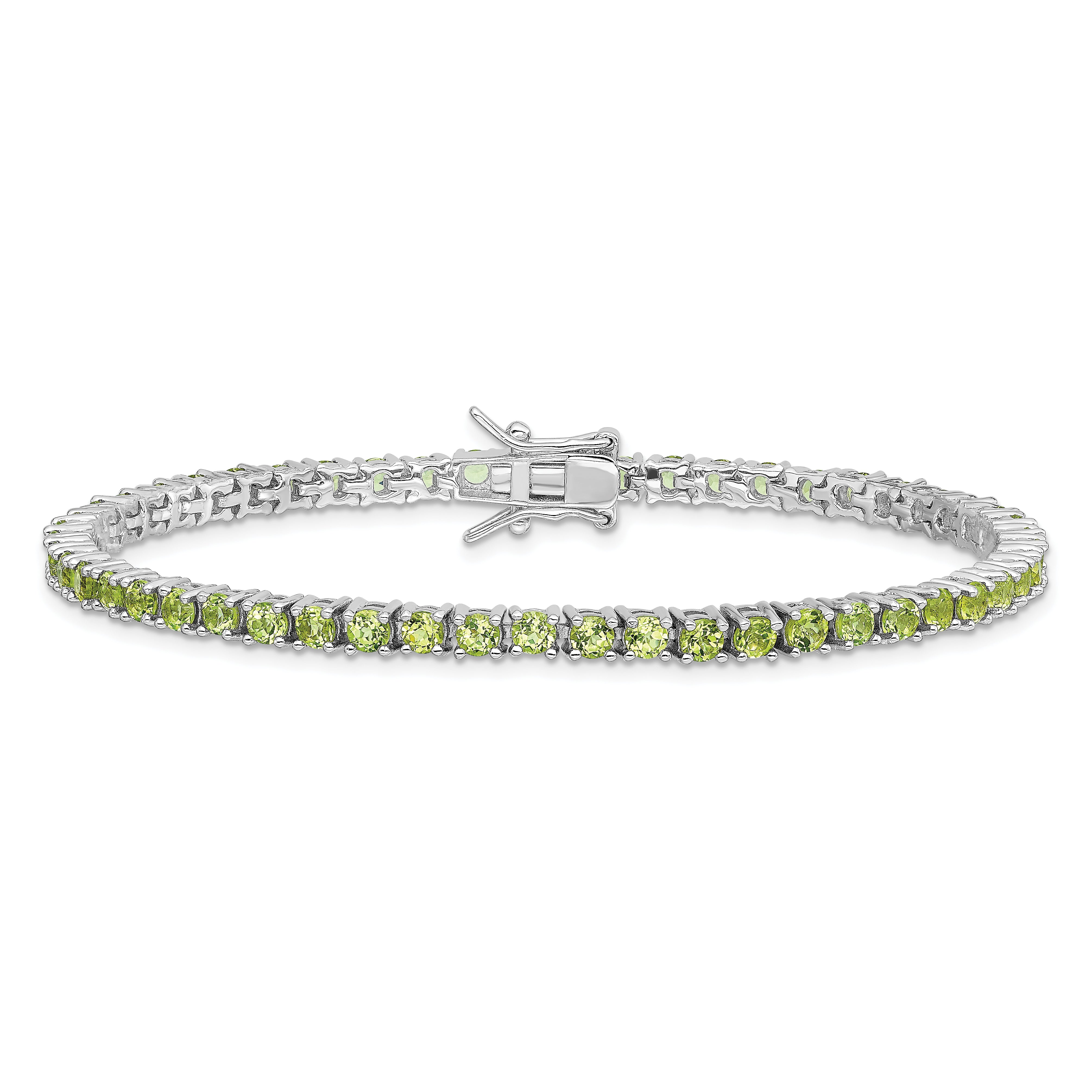 Sterling Silver Rhodium-plated Peridot Bracelet