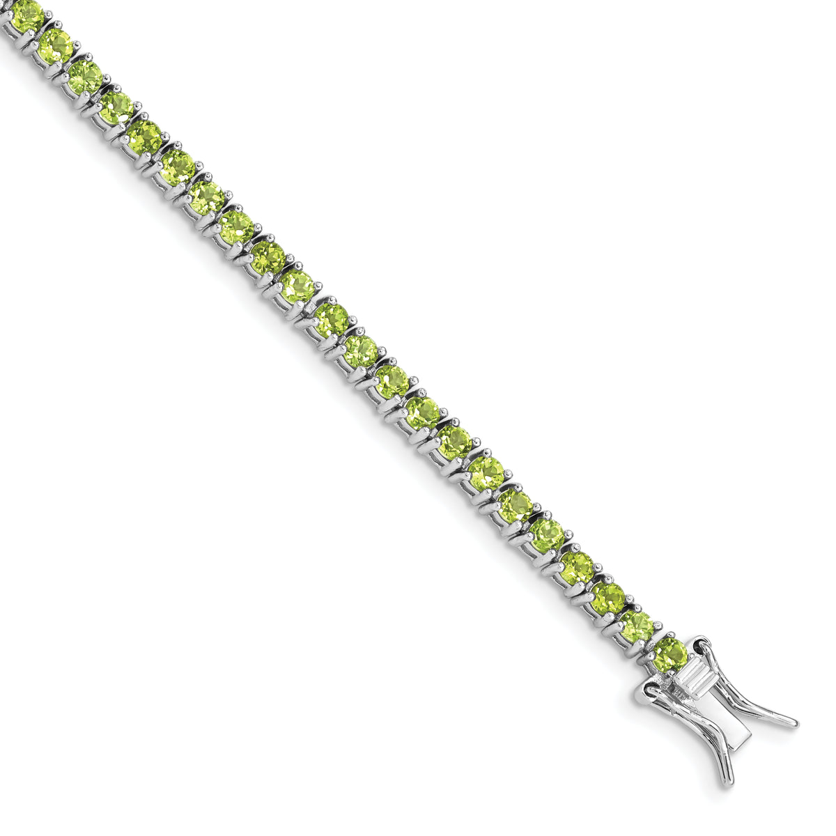 Sterling Silver Rhodium-plated Peridot Bracelet