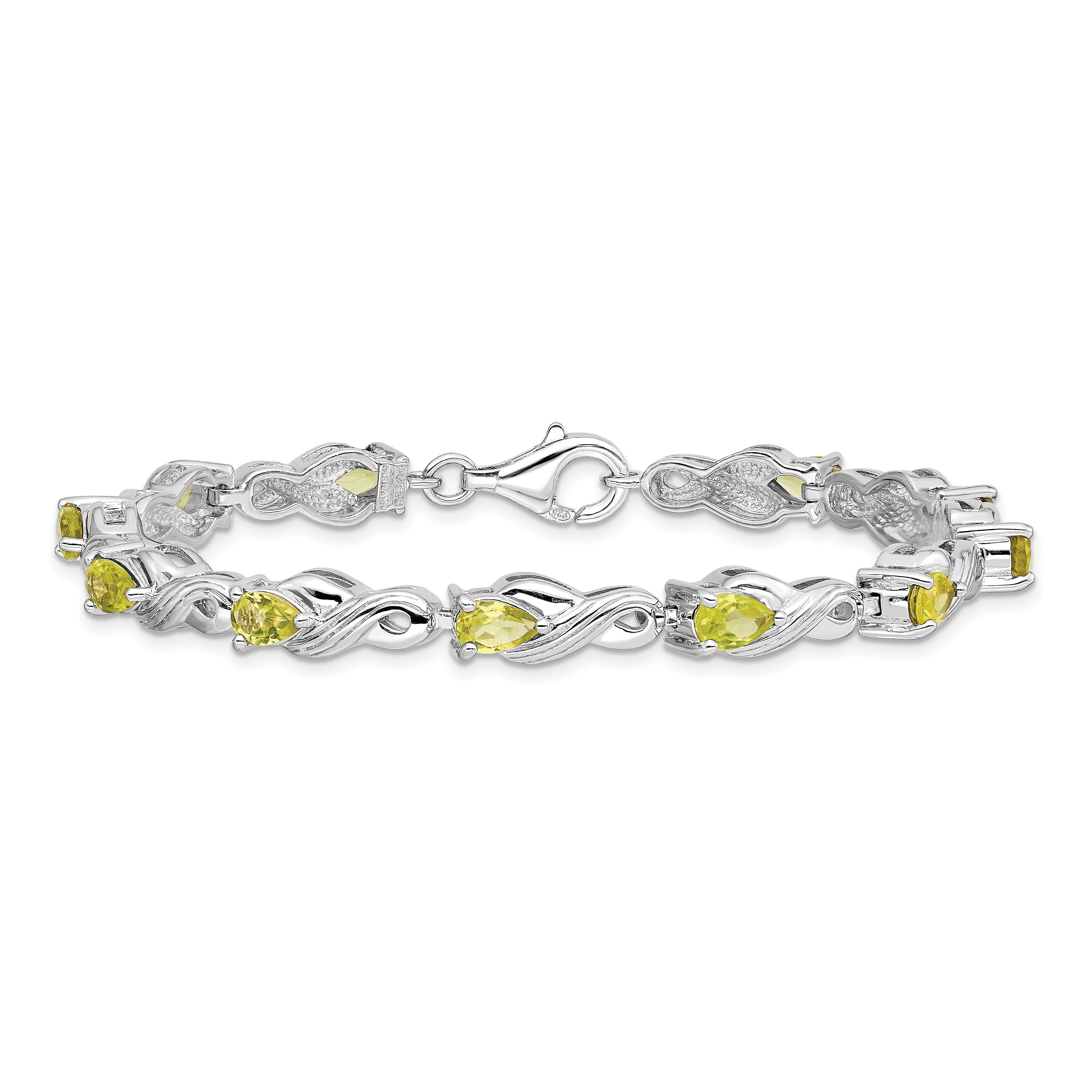 Sterling Silver Rhodium-plated Peridot Bracelet