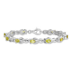 Sterling Silver Rhodium-plated Peridot Bracelet