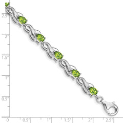 Sterling Silver Rhodium-plated Peridot Bracelet