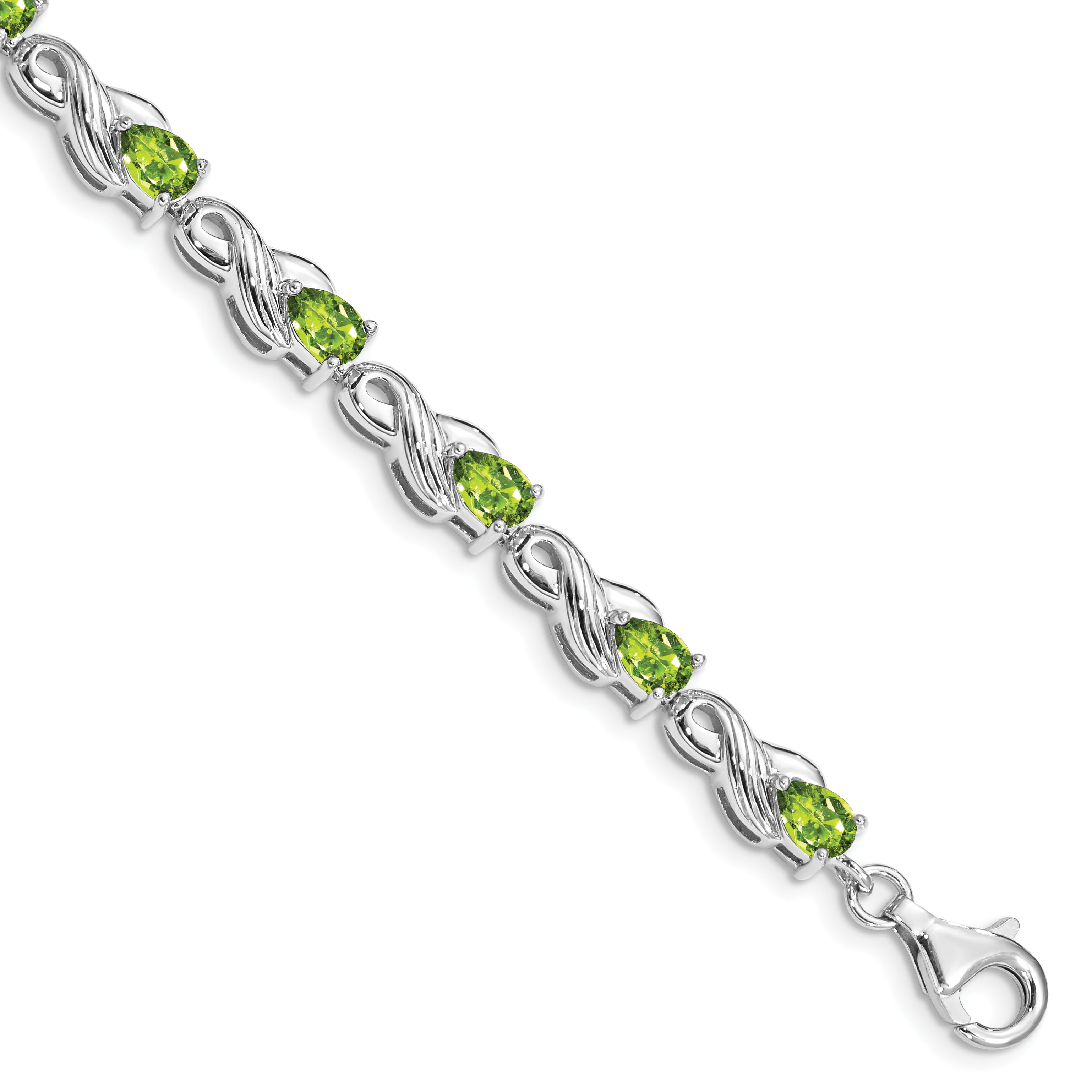 Sterling Silver Rhodium-plated Peridot Bracelet