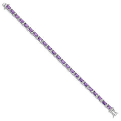 Sterling Silver Rhodium-plated Purple and Clear CZ Bracelet