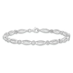 Sterling Silver Rhodium-plated 7inch Polished Fancy CZ Bracelet