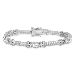 Sterling Silver Rhodium-plated CZ Bracelet