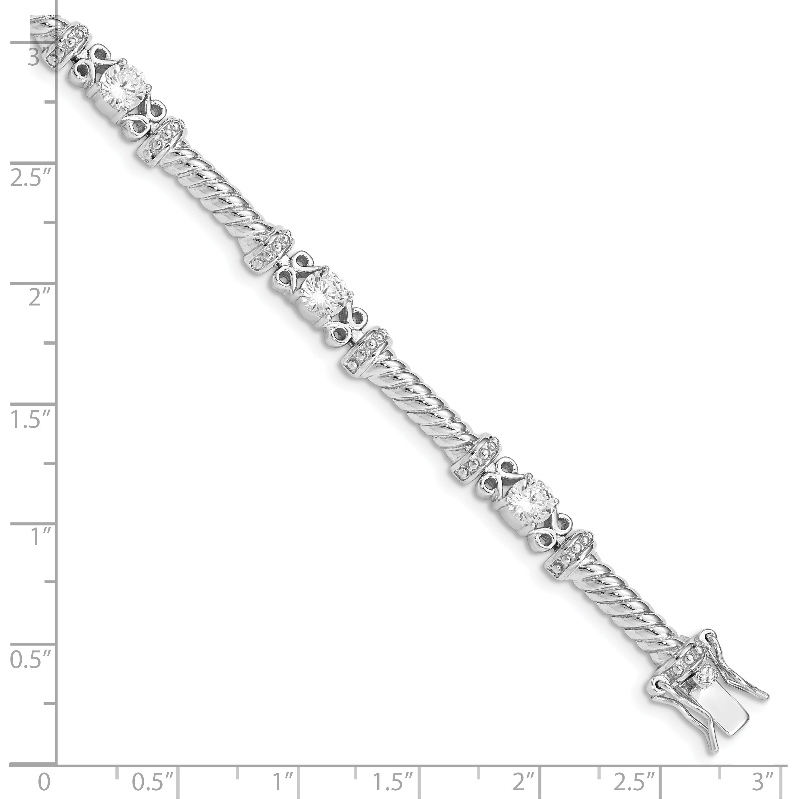 Sterling Silver Rhodium-plated CZ Bracelet