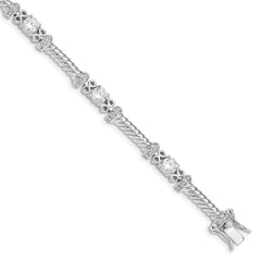 Sterling Silver Rhodium-plated CZ Bracelet