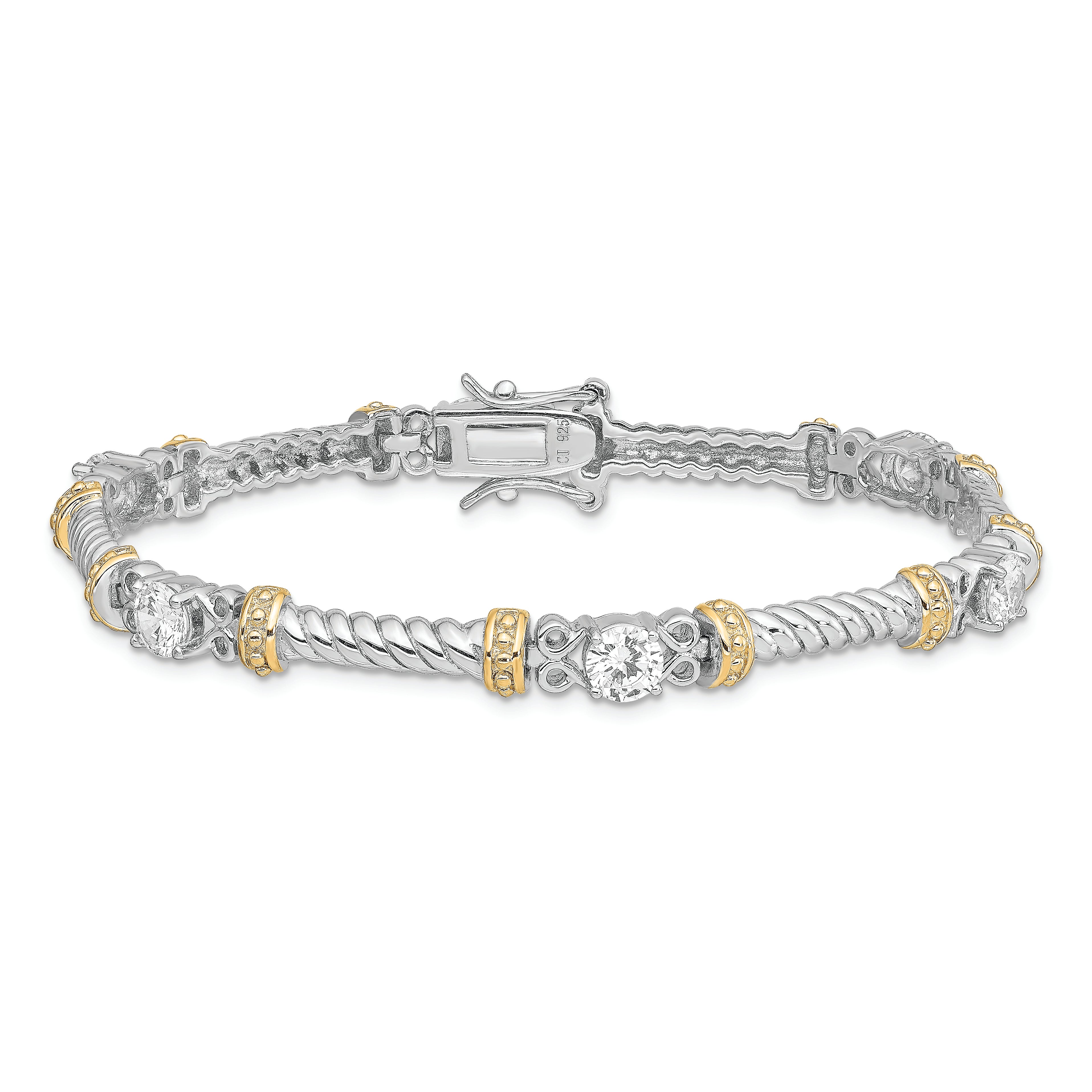 Sterling Silver Rhodium-plated and Vermeil CZ Bracelet