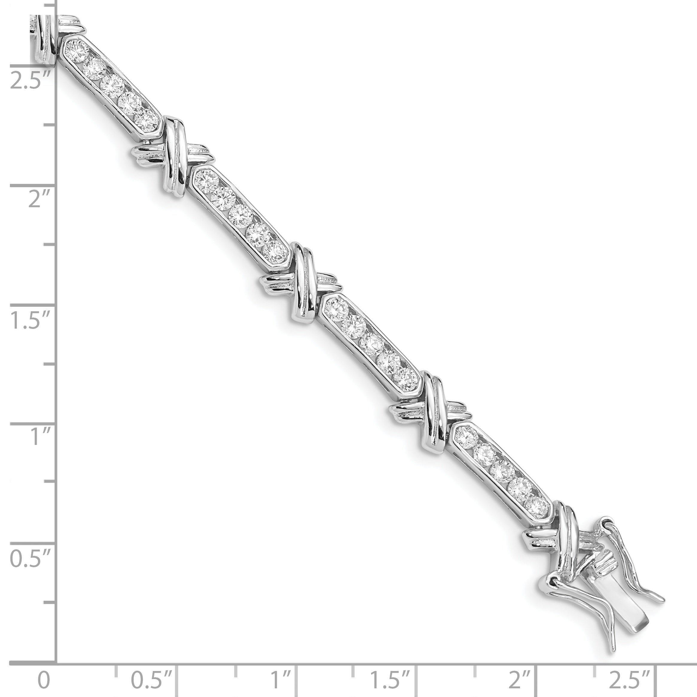 Sterling Silver Rhodium-plated CZ  -X- Bracelet