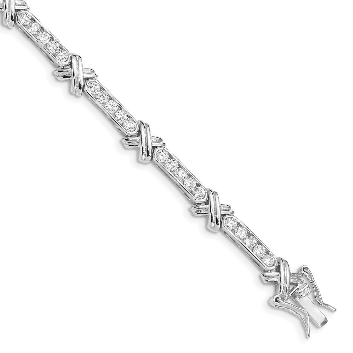 Sterling Silver Rhodium-plated CZ  -X- Bracelet