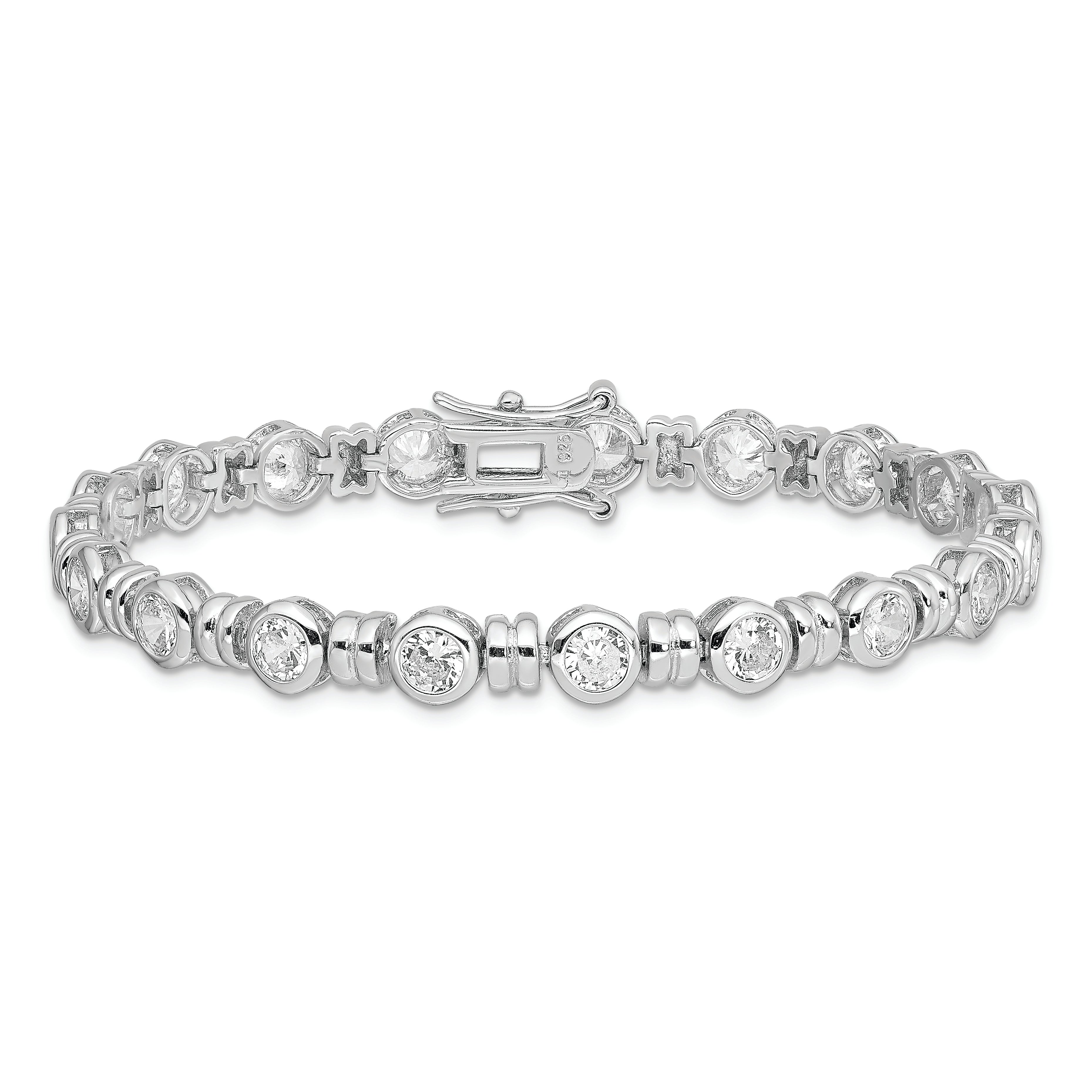 Sterling Silver Rhodium-plated CZ Bracelet