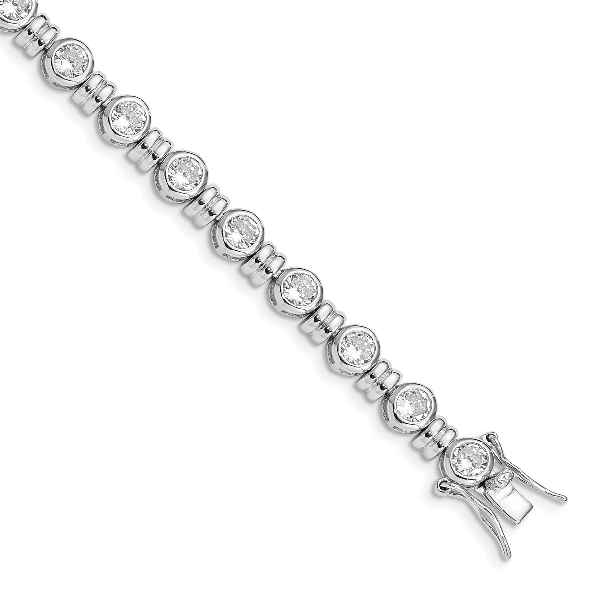 Sterling Silver Rhodium-plated CZ Bracelet