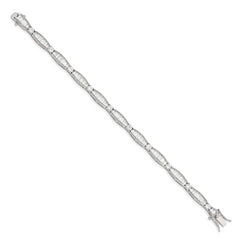 Sterling Silver Rhodium-plated Baguette and Round CZ Bracelet