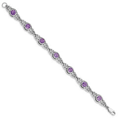 Sterling Silver Rhodium-plated Amethyst Bracelet