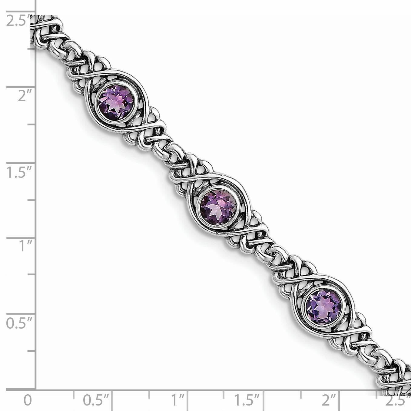 Sterling Silver Rhodium-plated Amethyst Bracelet