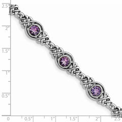 Sterling Silver Rhodium-plated Amethyst Bracelet