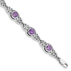 Sterling Silver Rhodium-plated Amethyst Bracelet