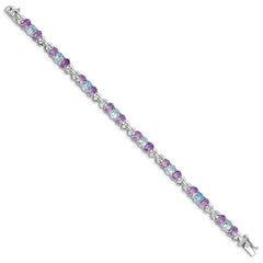 Sterling Silver Rhodium-plated Amethyst and Blue Topaz Bracelet