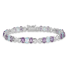 Sterling Silver Rhodium-plated Amethyst and Blue Topaz Bracelet