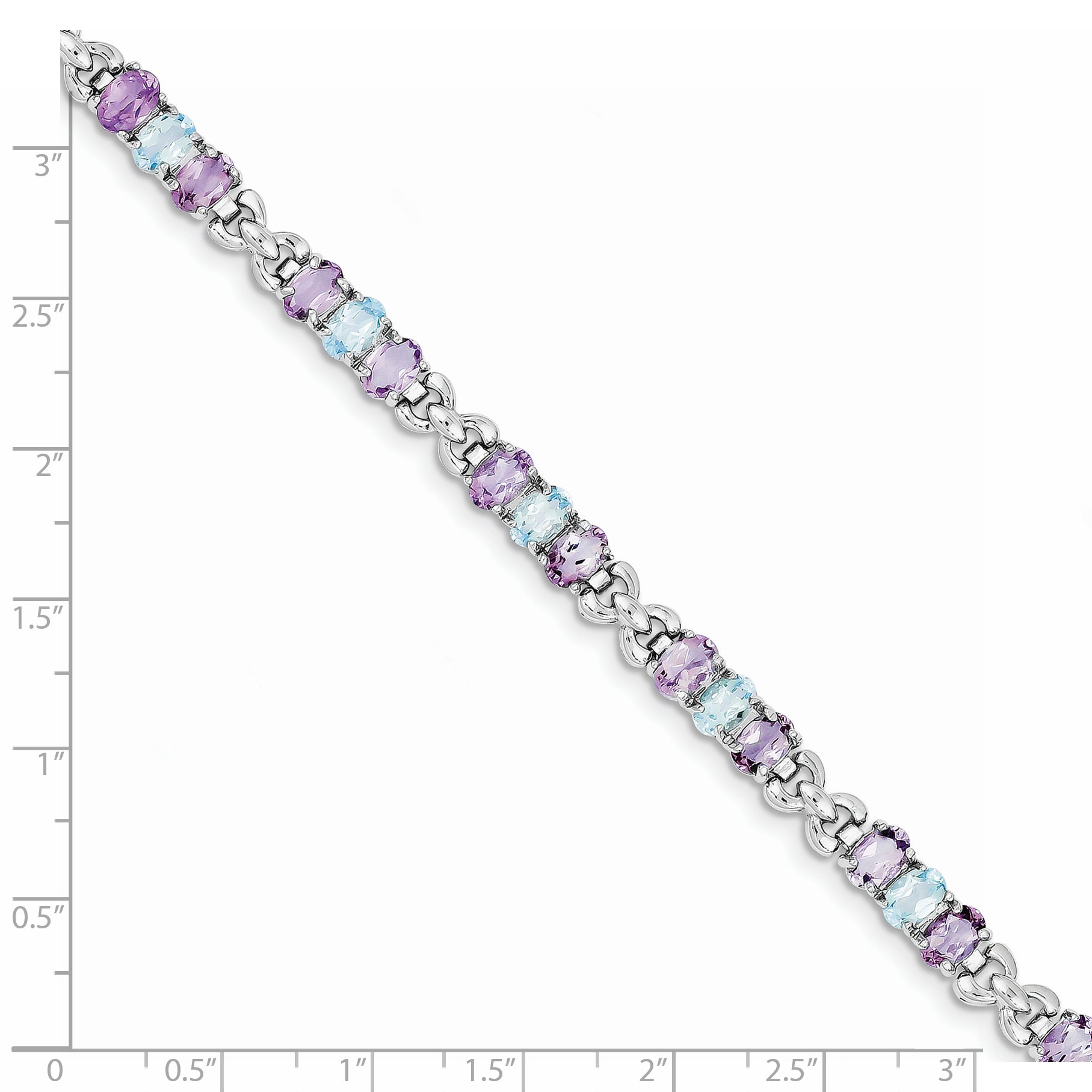 Sterling Silver Rhodium-plated Amethyst and Blue Topaz Bracelet