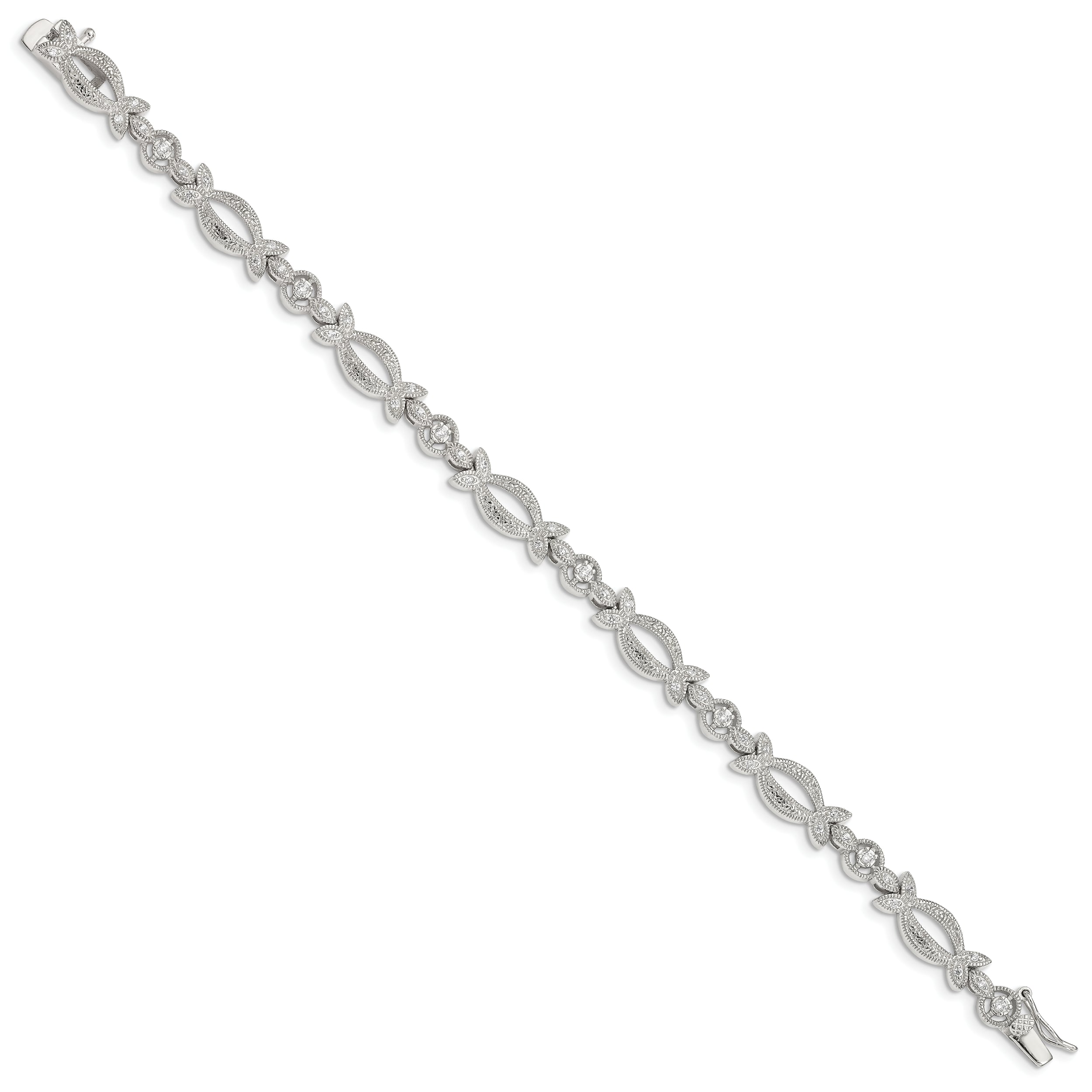 Sterling Silver Rhodium-plated CZ Bracelet