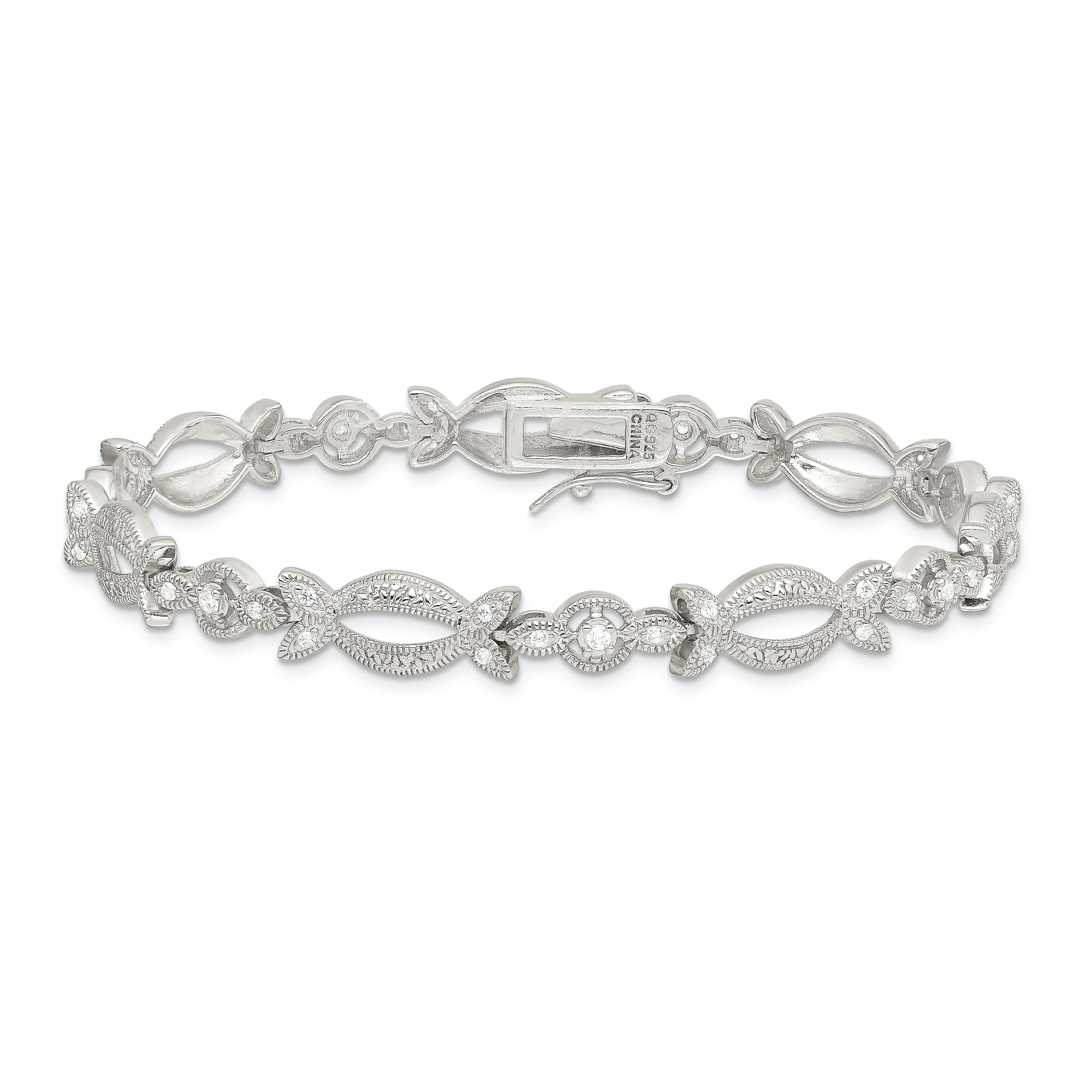 Sterling Silver Rhodium-plated CZ Bracelet