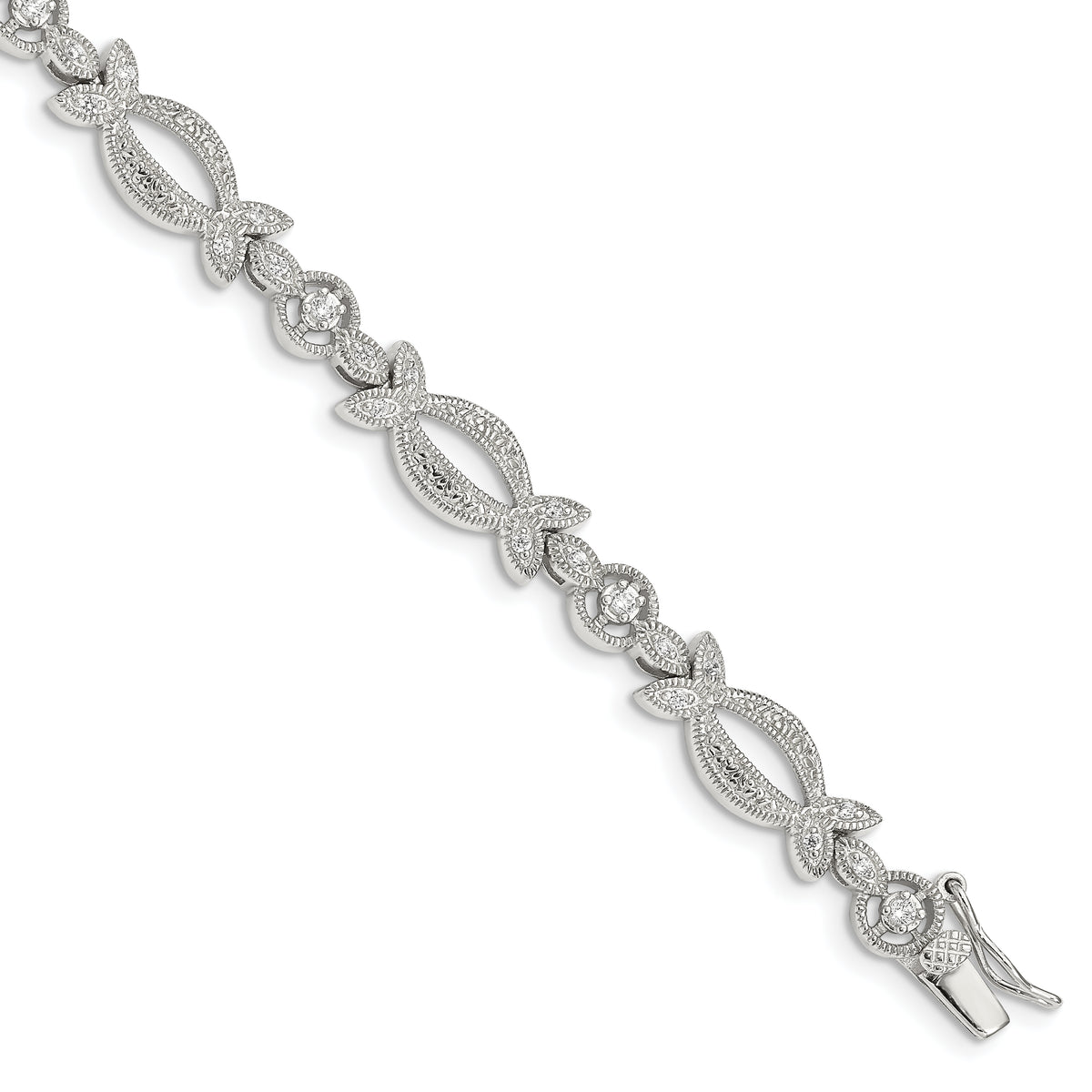 Sterling Silver Rhodium-plated CZ Bracelet