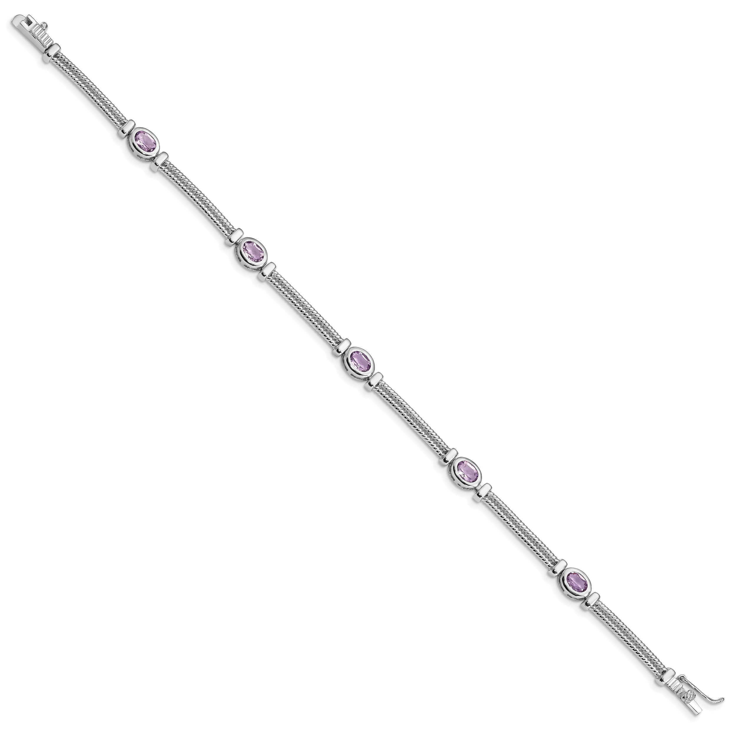 Sterling Silver Rhodium-plated Amethyst Bracelet