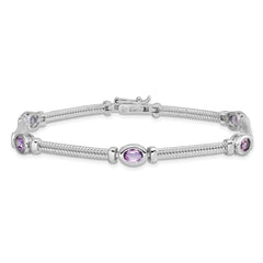 Sterling Silver Rhodium-plated Amethyst Bracelet