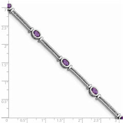 Sterling Silver Rhodium-plated Amethyst Bracelet