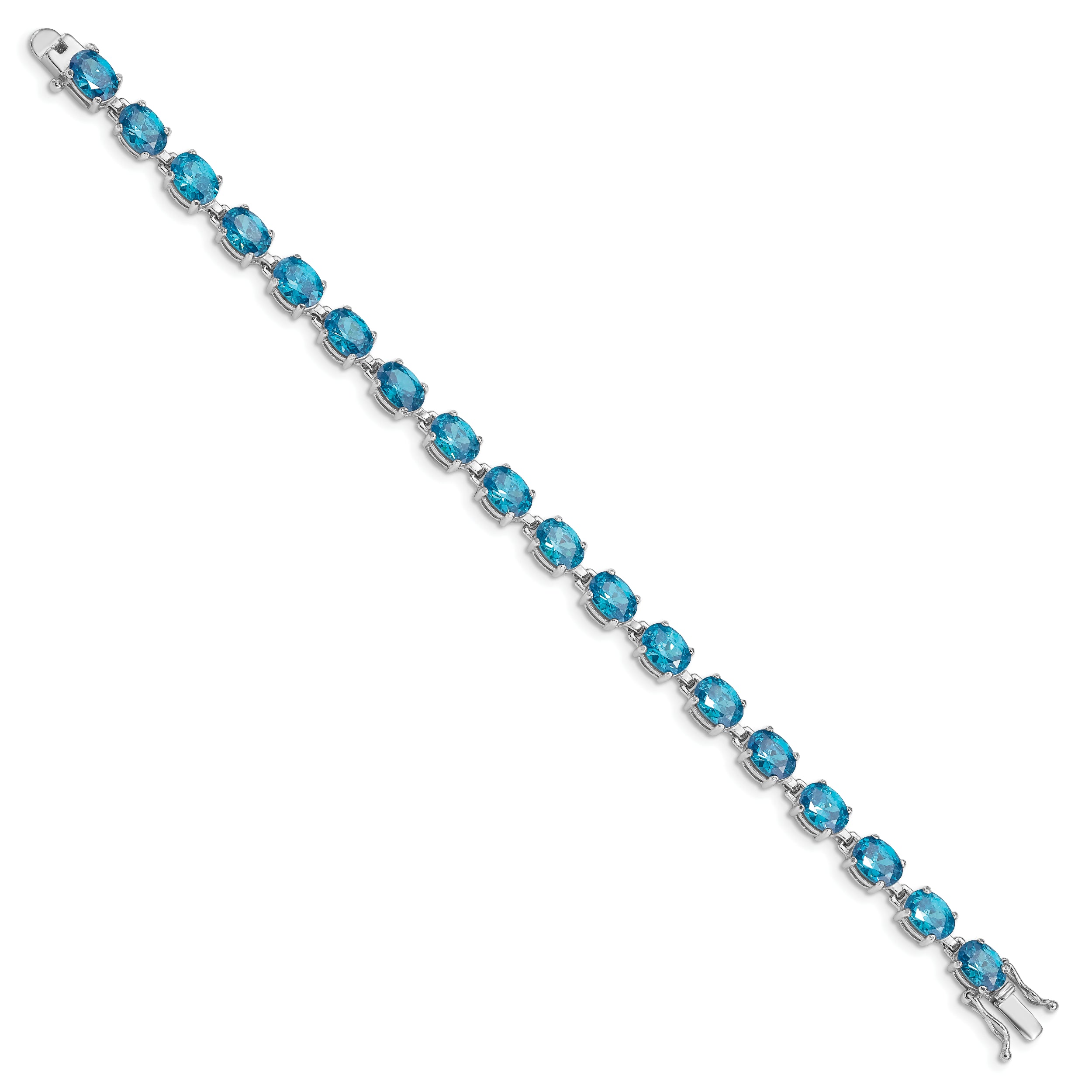 Sterling Silver Rhodium-plated Blue Topaz 6.5in Bracelet