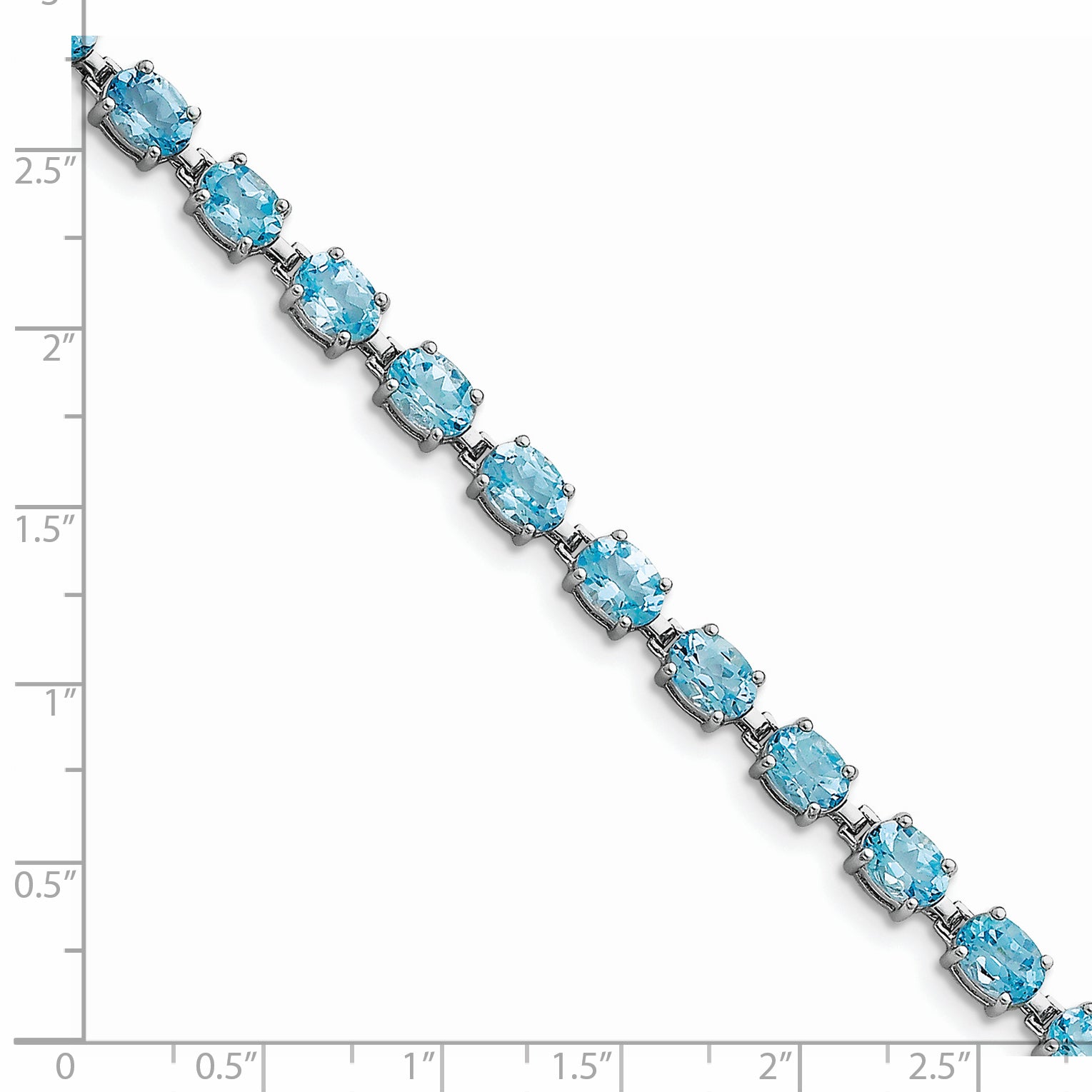 Sterling Silver Rhodium-plated Blue Topaz 6.5in Bracelet