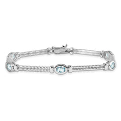 Sterling Silver Rhodium-plated Blue Topaz Bracelet