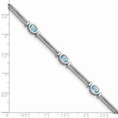 Sterling Silver Rhodium-plated Blue Topaz Bracelet