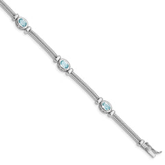 Sterling Silver Rhodium-plated Blue Topaz Bracelet