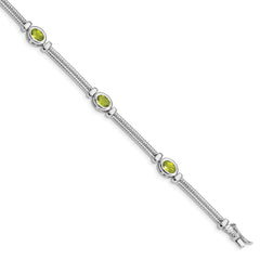 Sterling Silver Rhodium-plated Peridot Bracelet