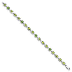 Sterling Silver Rhodium-plated Peridot Bracelet