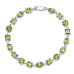 Sterling Silver Rhodium-plated Peridot Bracelet