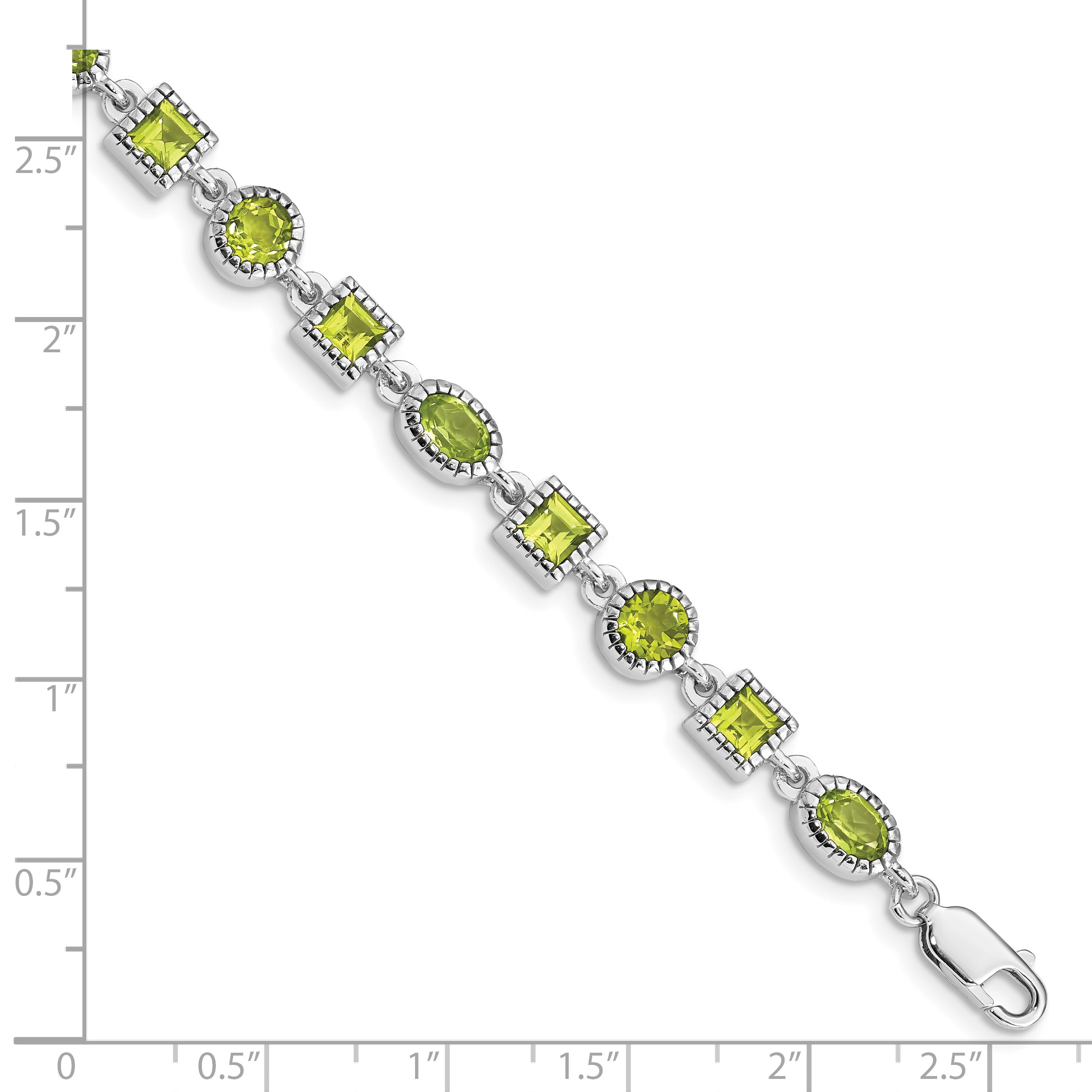 Sterling Silver Rhodium-plated Peridot Bracelet