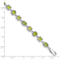 Sterling Silver Rhodium-plated Peridot Bracelet