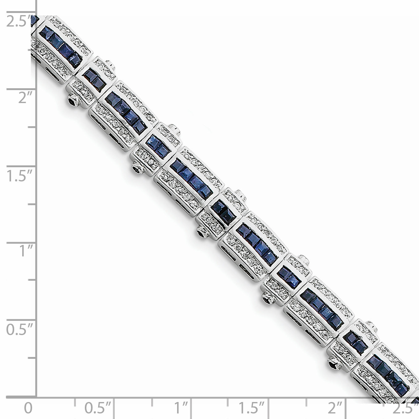 Sterling Silver Rhodium-plated Sapphire & CZ Bracelet