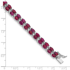 Sterling Silver Rhodium-plated Ruby Bracelet