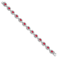 Sterling Silver Rhodium-plated Ruby Bracelet