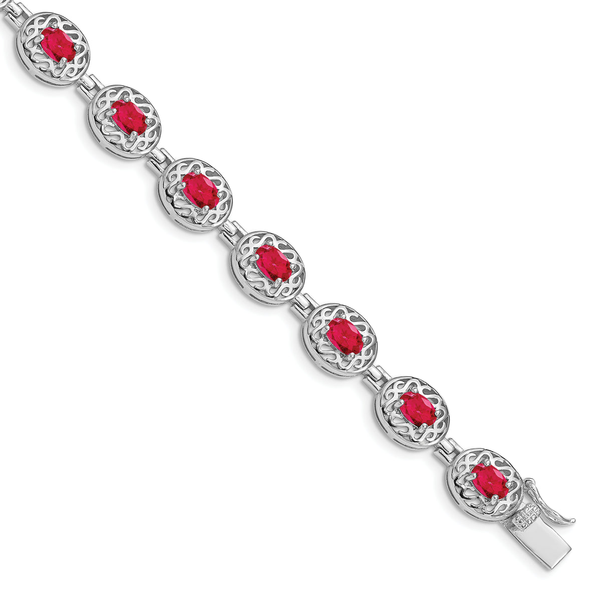 Sterling Silver Rhodium-plated Ruby Bracelet