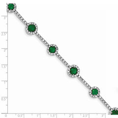 Sterling Silver Rhodium-plated 7.25inch Green and Clear CZ Bracelet